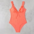thumbnail image 6 of Wyongtao Bathing Suits for Women Slimming One Piece Swimsuit Ruched V Neck Tummy Control Swimwear ,Orange L, 6 of 6
