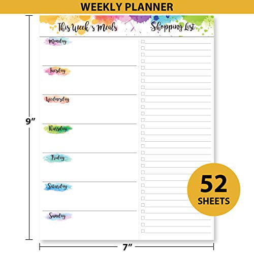 Weekly Meal Planner Grocery List Magnetic Notepads 6 x 9 Magnetic Meal Planning Notepad with Tear Off Shopping List for Convenient Shopping Hanging Food/Menu Organizer Notepad for Refrigerator or Desk 60 Sheets 