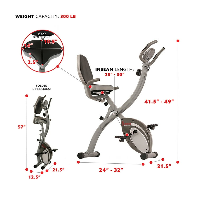 Sunny Health Fitness Comfort XL Folding Recumbent Bike Walmart