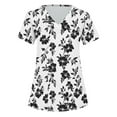 thumbnail image 4 of Womens Scrub Tops Short Sleeve V-Neck Floral Print Shirts Nursing Uniforms with Pockets Work Clothes Outfits, 4 of 4