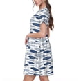 thumbnail image 2 of Naloa Blue Fish Print Womens Summer A-Line Dress with Pockets,Short Sleeve Dresses,Flowy Beach Swing Dress for Vacation Travel, 2 of 6