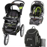 Angle View: Baby trend millennium jogger travel system, green with Diaper Bag Value Bundle