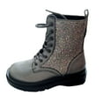 thumbnail image 2 of Sparkly Platform Combat Boots for Women Fashion Lace Up Glitter Ankle Booties Thick Sole Motorcycle Boots, 2 of 7