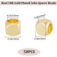 thumbnail image 2 of 1 Box 50Pcs Gold Cube Beads Square Metal Spacer Beads Bulk 4x4x4mm Real 18K Gold Plated Brass Smooth Loose Charms for Bracelets Necklaces Earrings Keychains Jewelry Making Crafts Gifts, 2 of 7