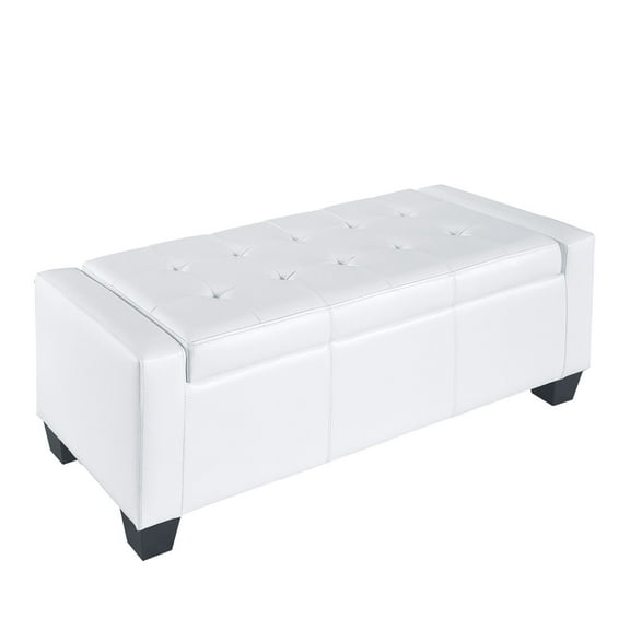 KWUXIN 50.5 Inch Faux Leather Rectangular Tufted Storage Ottoman Bench for Living Room, Entryway, or Bedroom, White