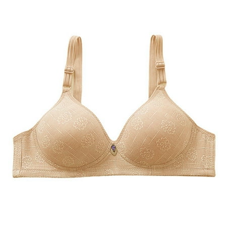 Padded Bras for Women Back-Smoothing Bra Feature V-Neck Demi & Balconette Bra Style W-1569 Hook and Eye Closure Bralettes Beige XL