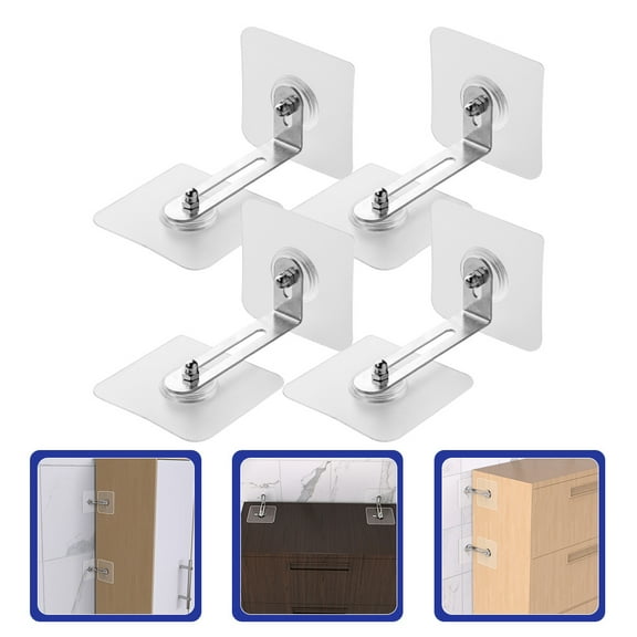 OUNONA 4pcs Furniture Anti Tip Safety Anchors No Punching Required for Dressers Bookcases