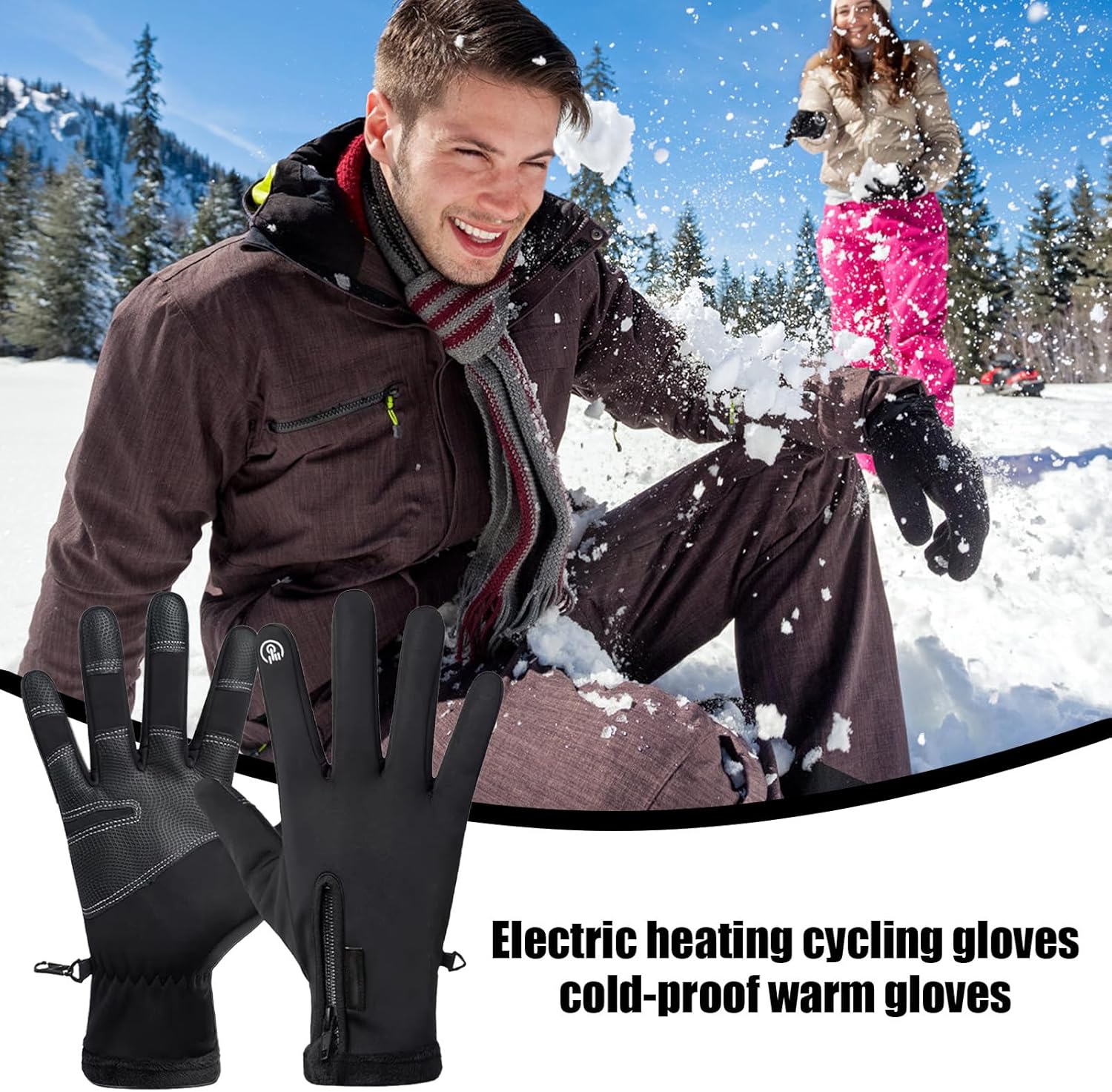Heated Glove with 3 Heat Settings, Rechargeable Heated Gloves, Winter Gloves for Men and Women, Windproof Anti-Slip Gloves, Full Finger Gloves for Running,Driving,Hiking,and Skiing(Batteries not incl