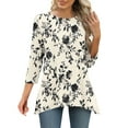 thumbnail image 4 of HomeGardon 3/4 Length Sleeve Womens Tops Summer Tops for Women Fashion Printed T-shirt 3/4 Sleeves Blouse Round Neck Casual Blouses,S-XXL, 4 of 7