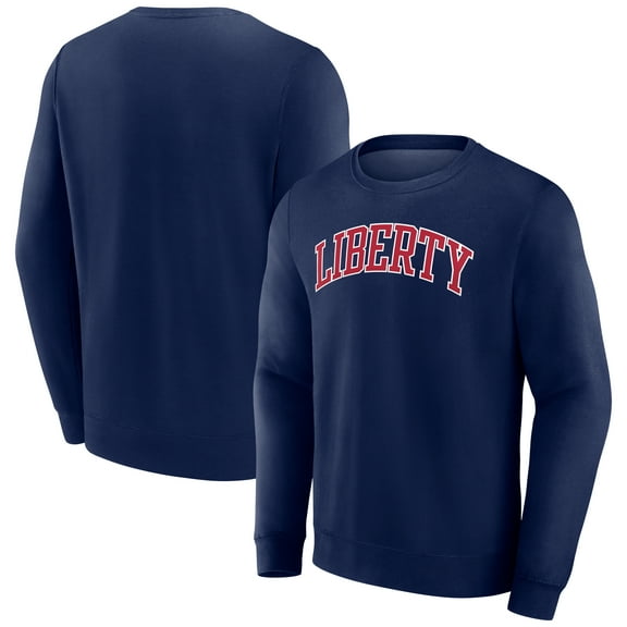Men's Navy Liberty Flames Short Name Fleece Pullover Sweatshirt