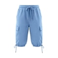 thumbnail image 4 of Hngshg Plus Size Cargo Capris for Women Bow Drawstring Solid Color Casual Pants with Pockets Summer Vacation Workout Pants, 4 of 7
