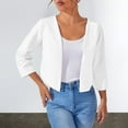 thumbnail image 2 of Breezora Women's Short Blazer Cardigan Top Trendy Spring Summer Lightweight Office Casual Chic Wear M Size White, 2 of 8