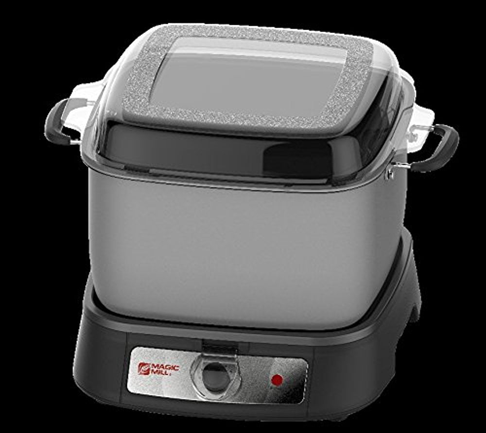 Magic Mill Flat Base Slow Cooker 12 1/2 Qt.w Glass Cover, Handles and Knob Cover