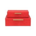 thumbnail image 3 of Contemporary Home Living Handcrafted Faux Shagreen Decorative Boxes - 11.75" - Red and Gold - Set of, 3 of 9