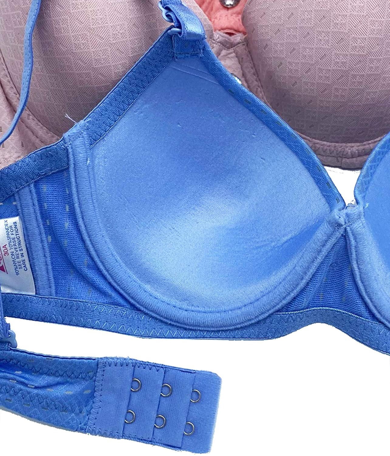 Pink Lover 6 Packs Women Full Cup Regular Padded Everyday Wear Bra 30A 32A 34A 36A (30A)