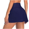 thumbnail image 4 of WREESH Womens High Waisted Split Swim Skirt Sporty Drawstring Skirted Swim Bottom Solid Color Single Piece Swimsuit Skirt Beach Bathing Suit Navy, 4 of 4