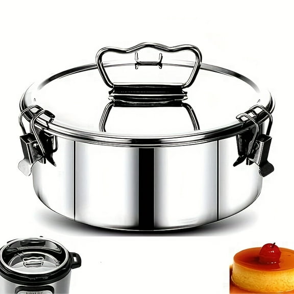 Stainless Steel Flan Pan, 80 oz. Moulded baking pan, custard pan, flan pan with lid, tart pan, round fluted pan, oven safe. Cupcake and pudding baking!