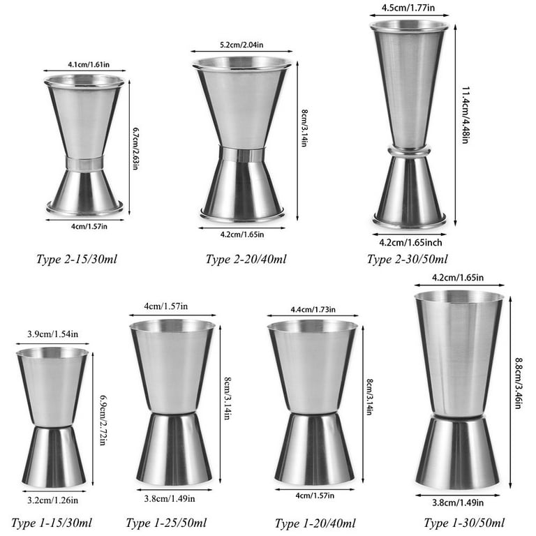 Drinking Spirit Barware Dual Shot Stainless Steel Measure Cup Bar Tools  Cocktail Mug Measure Jigger TYPE 1-20/40ML