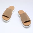 thumbnail image 3 of Pennysue Women's Air Cushion Knit Sandals Brown Lightweight Platform Slide Sandals 11M, 3 of 7