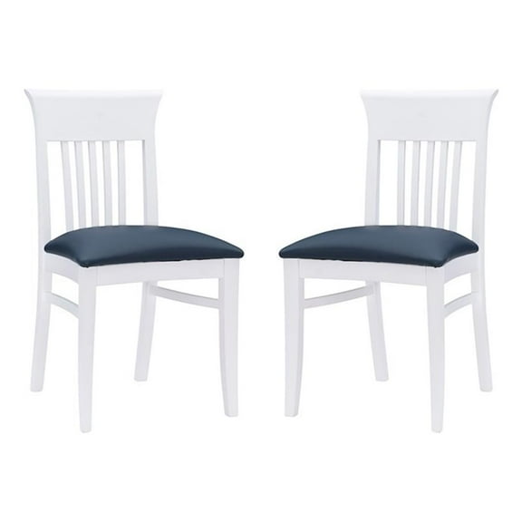 Riverbay Furniture 19" Transitional Solid Wood Dining Chair in White (Set of 2)