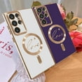 thumbnail image 2 of for Samsung Galaxy S22 Ultra Magnetic Case Compatible with MagSafe, Luxury Plating Bling Love Heart Pattern Transparent Shockproof Case with Raised Full Camera Lens Protection-Purple, 2 of 12