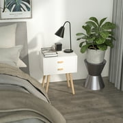 Nightstand Bedroom White Beside Table Made of MDF, Night Stand with 2 Drawers end Table for Bedroom/Living Room/Salon/Office, Side Table (White)