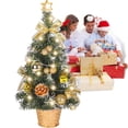 thumbnail image 3 of Mini Gold Christmas Tree, 18 Inches Artificial Tabletop Christmas Tree 15 LED Lights, Table Small Xmas Tree with Christmas Ball Ornaments for Table Top Christmas Tree Decorations, 3 of 5