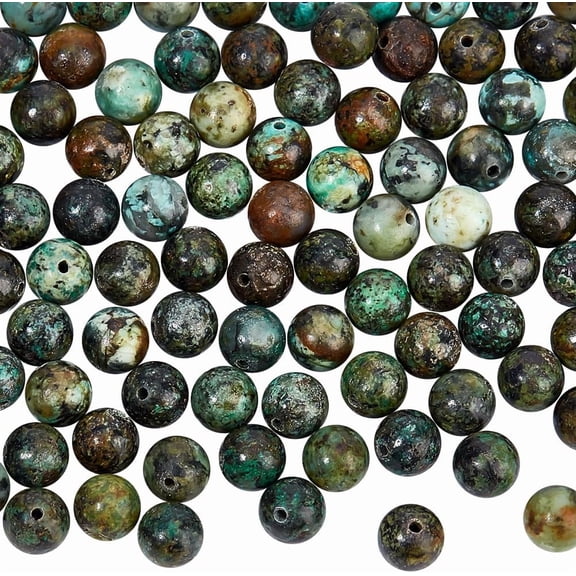 120 Pcs Natural African Turquoise Beads 6MM Jasper Gemstone Round Stone Beads Dyed Loose Spacer Beads for DIY Bracelet Necklace Jewelry Crafts Making colorful