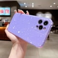 thumbnail image 4 of Cute Glitter Phone Case for iPhone 12 Pro Max 6.7 inch, Sparkly Bling Silicone Slim Bumper Shockproof Protective Cover for Women Girls (Purple), 4 of 13
