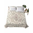 thumbnail image 2 of King Size Flat Sheet Only, Beige Boho Soft Brushed Microfiber Bed Sheets, Vintage Ethnic Floral Abstract Geometric Hotel Quality Breathable Bedding Top Sheet, Easy Care, 105"x98", 2 of 9