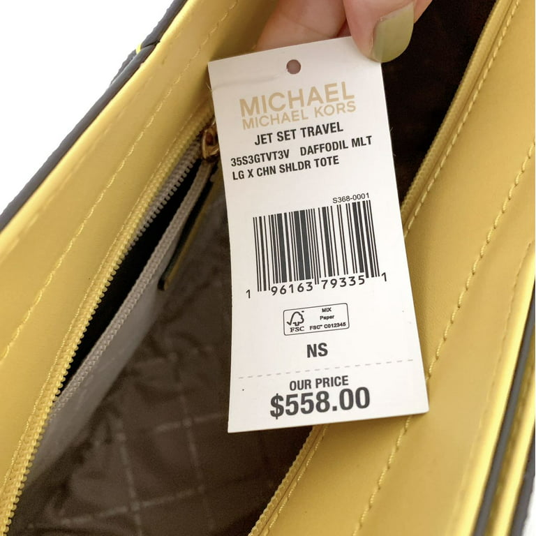 Buy the Michael Kors Jet Set Travel NS Yellow Leather Large Shoulder Tote  Bag Handbag