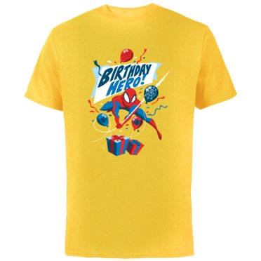 Marvel Spider-Man Birthday Hero - Short Sleeve Cotton T-Shirt for Adults - Customized-Yellow