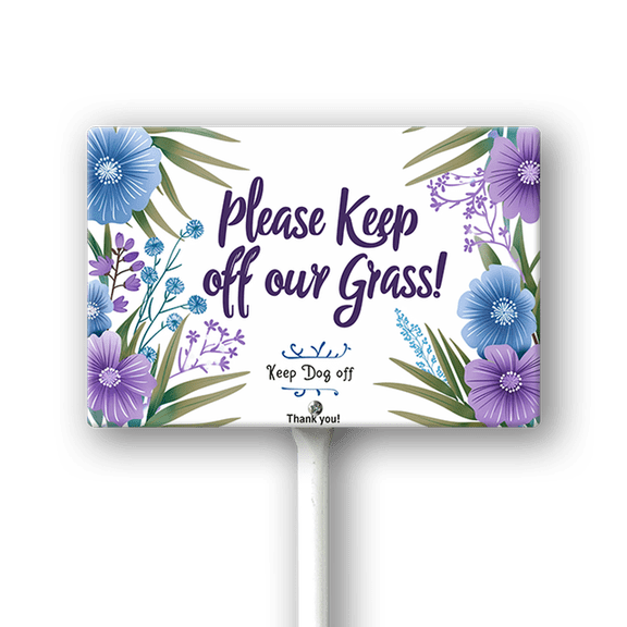 Eveokoki Please Keep Off Our Grass Sign, 12" x8" Stay Off Grass Aluminum Signs with Metal Stakes,UV Protected,Weatherproof,Fade Resistant,Easy to Mount