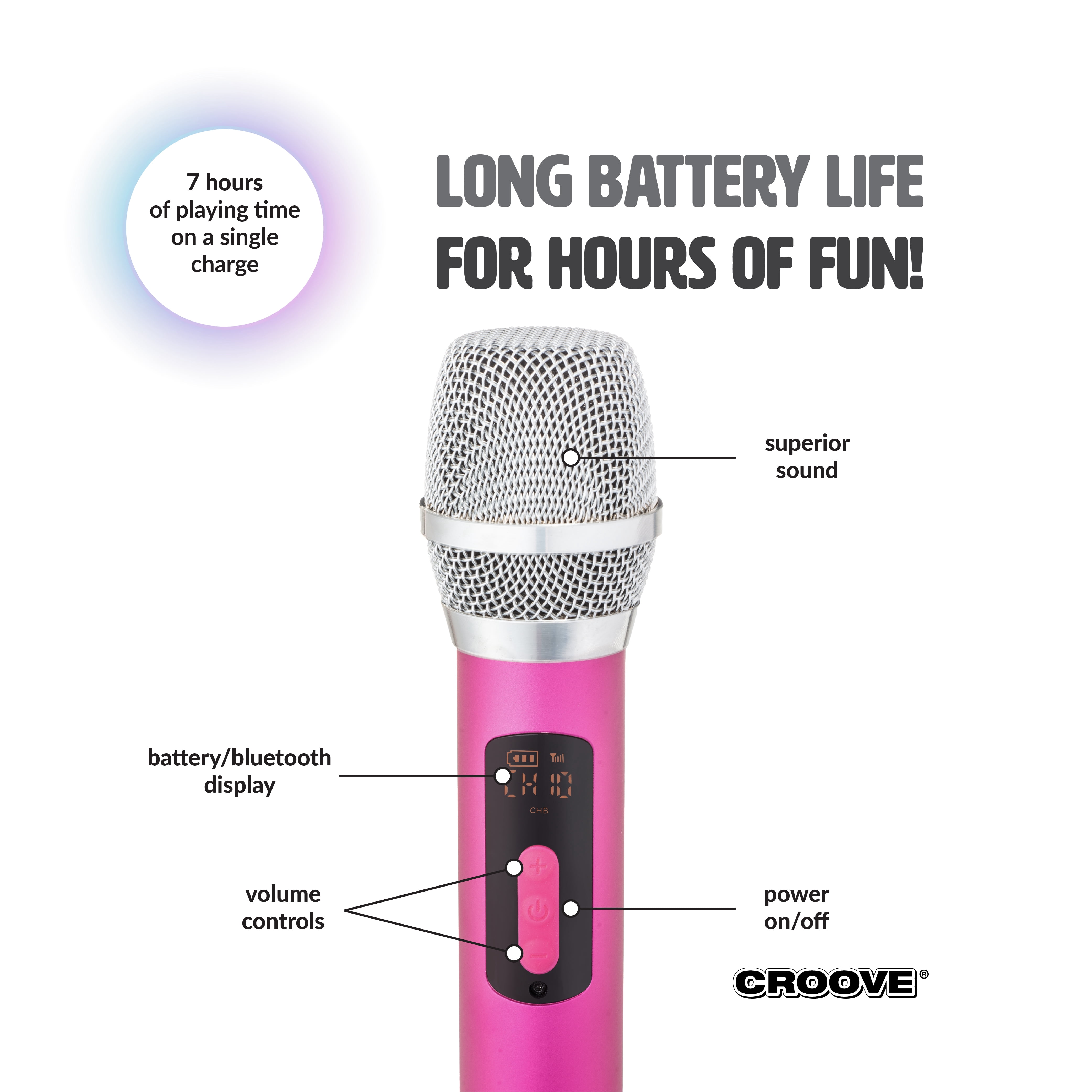 Croove Portable Karaoke Machine with Wireless Microphone and Bluetooth Speaker