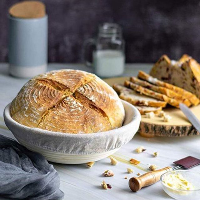 Round Shape Bread Proofing Basket Sourdough Proving Container sourdough basket Metal Dough Scraper Bread Bag Kit