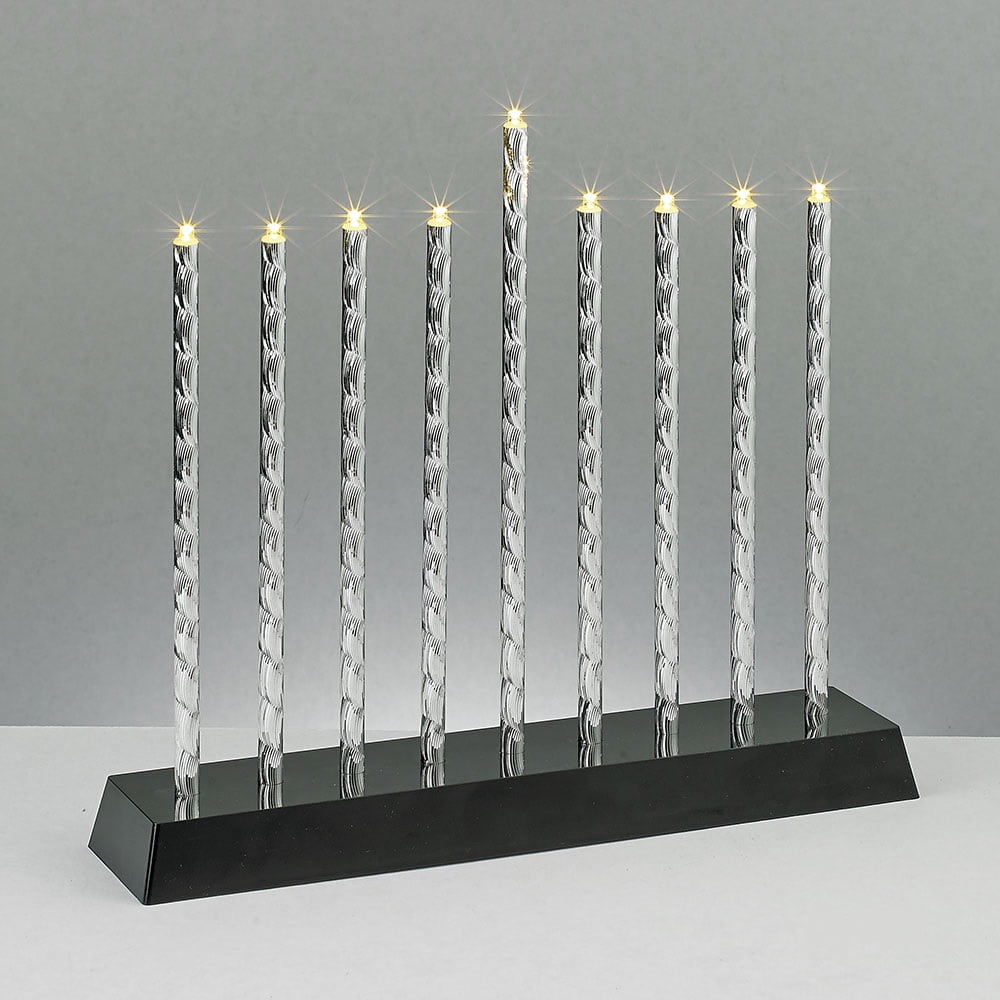 Rite Lite 10" Battery Operated Diamond Cut LED Hanukkah Menorah Gray