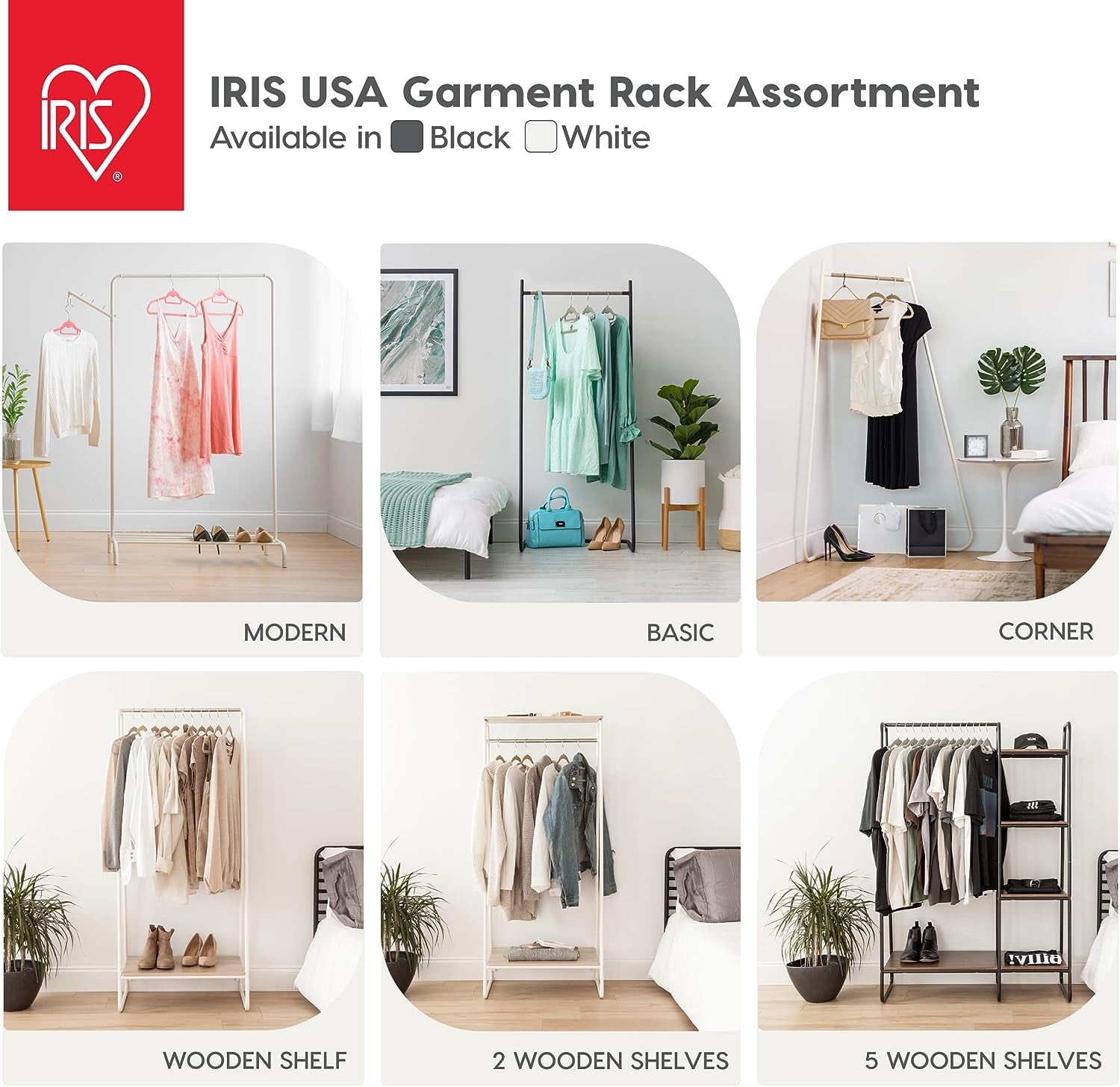 Iris metal garment rack with wood shelf hotsell