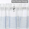 thumbnail image 3 of HA-EMORE Sheer Kitchen Window Curtains, Splicing Striped Design Bathroom Window Curtain Yarn Dyed Boucle Linen Textured Farmhouse Half Window Kitchen Cafe Curtains, 27"W, Set of 2, 3 of 7