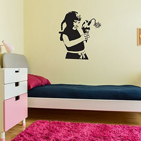 Ice Cream Bomb Banksy Wall Decal - Wall Sticker, Vinyl Wall Art, Wall Applique, Home Decor Mural - B1037 - 39in x 43in -