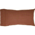 thumbnail image 3 of VHC Brands Burgundy Check Primitive King Pillow Case Set of 2 Red Cotton Rectangle Bedroom Decor, 3 of 3