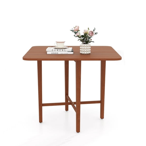 YYAo Dining Table with Rubber Wood Legs, Foldable Kitchen Table for 2-4 People, Dining Room Table for Small Space, Dining Room, Living Room, Walnut