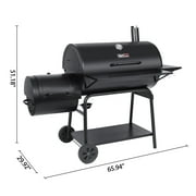 Royal Gourmet 36 Charcoal Barrel Grill with Offset Smoker, Adjustable Grates and Thermometer