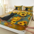 thumbnail image 3 of Manfei Kawaii Pet Kitten Queen Sheet Sets,Rustic Flower Sunflower Flat Sheet,Retro Oil Painting Queen Fitted Sheet For Girls Teens,Luxury Bedroom Decor,4pcs, 3 of 7