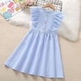 thumbnail image 3 of Fesfesfes Girls Summer Dress Sleeveless Round Neck Princess Ankle Length Dress Solid Color Elastic Waist Tie Elegant Party Dress For Kids(Blue#2,11-12 Years), 3 of 6