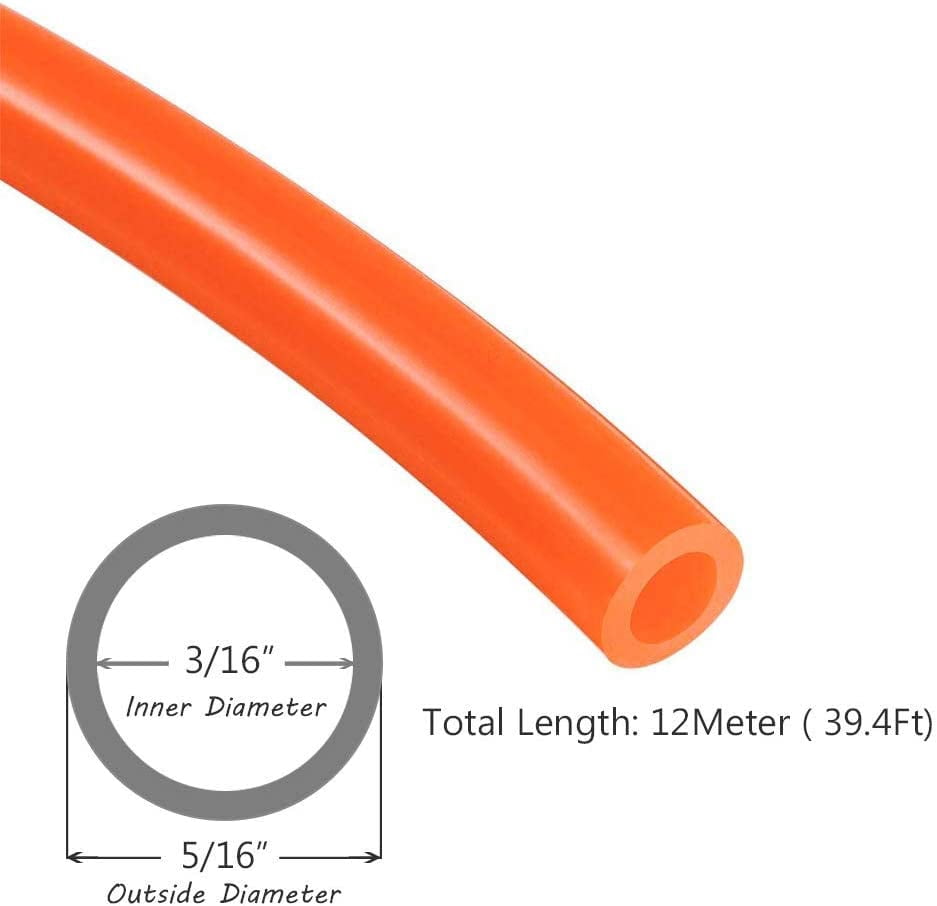 MKEUDQ-Beduan Pneumatic Tubing Pipe 5/16" OD Orange Air Compressor PU Line Hose Tube for Water Fluid Transfer 12Meter 39.4ft