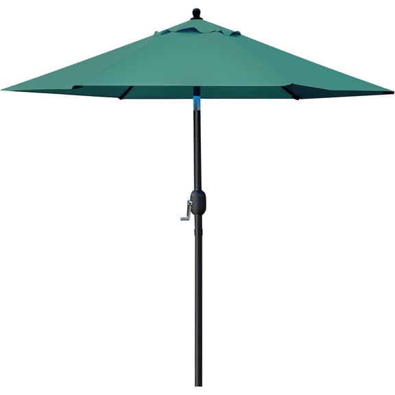 Bibana 7.5 ft Outdoor Patio Umbrella Table Umbrella with 6 Ribs, Push Button Tilt/Crank - Dark Green