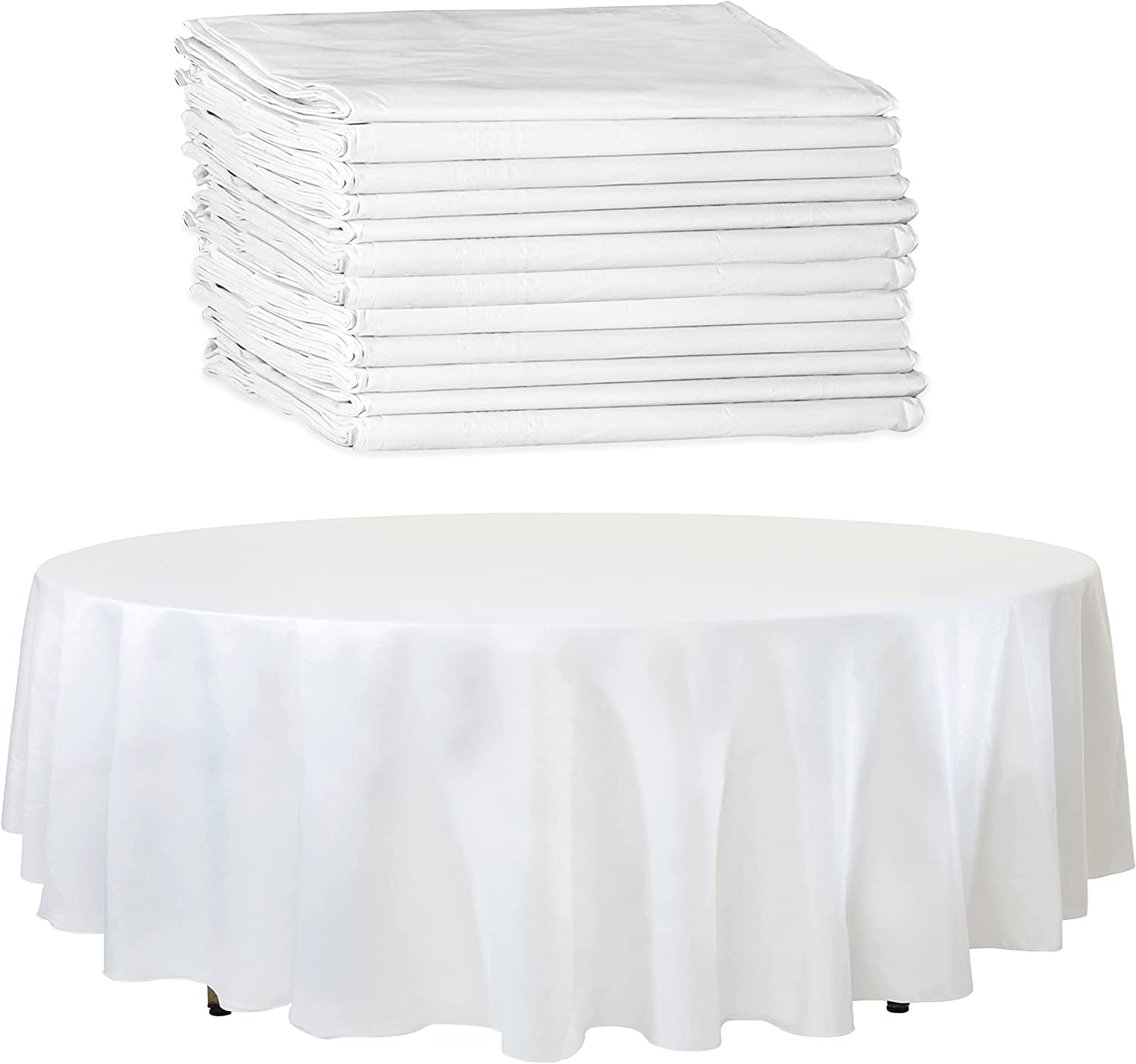 YIGOU (12 Pack) White Paper Table Cloths for Round Tables 82