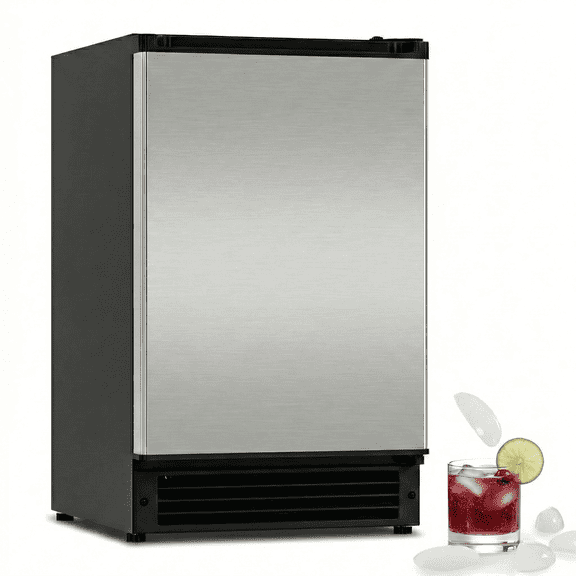 OUBID 15"W Drainless Under Counter Ice Maker, 22 lbs Storage Bin, Crescent Ice, Built-In/Freestanding Ice Maker, No Drain Required, ETL Certified, for Residential & Commercial Use