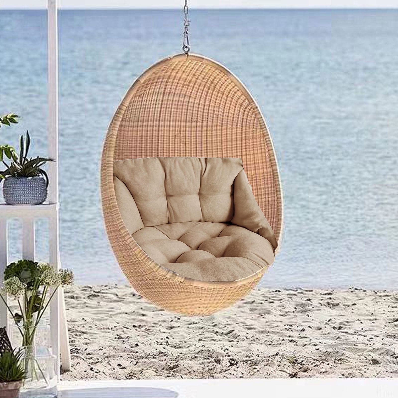 Qiweii Basket Cushion Thickened And Enlarged Cushion Swings Singles Sofa Cushion Household Hanging Chair Cloth Cushion Indoor And Outdoor Cradles Chair Cushion (Only Cushion) Indoor and outdoor