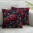 thumbnail image 3 of JEUXUS Red Rose Pattern Soft Pillow Case Short Plush Pillowcase White, 3 of 5